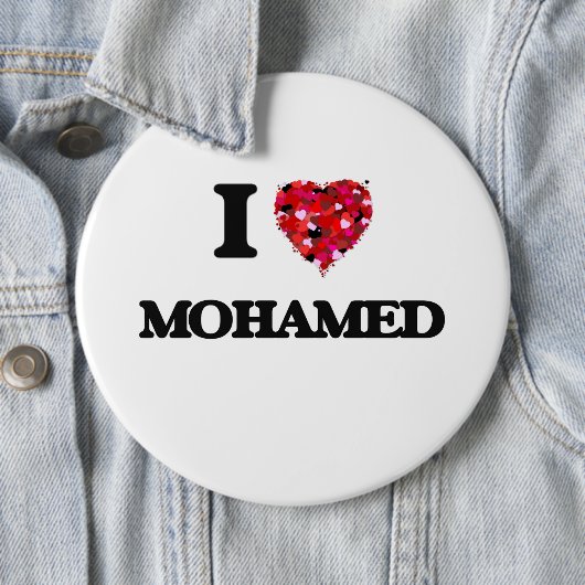 Badge Rond 15,2 Cm J'aime Mohamed (En situation)