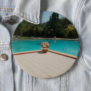 Badge Rond 15,2 Cm J'Aime Mon Art Familial Au Bord De La Piscine