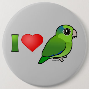 Badge Rond 15,2 Cm J'aime Parrotlets Pacifique (le vert)