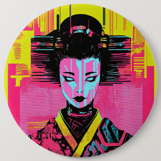 Badge Rond 15,2 Cm Japanese samurai woman