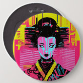 Badge Rond 15,2 Cm Japanese samurai woman (Devant & derrière)