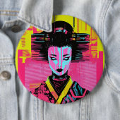 Badge Rond 15,2 Cm Japanese samurai woman (En situation)