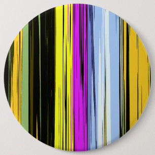 Badge Rond 15,2 Cm Jaune Vert Bleu Violet Noir Rayures Verticales