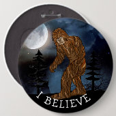 Badge Rond 15,2 Cm Je Crois, Gros Pieds Sasquatch Jumbo Taille (Devant & derrière)