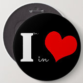 Badge Rond 15,2 Cm Je Suis En Amour Noir (Devant & derrière)