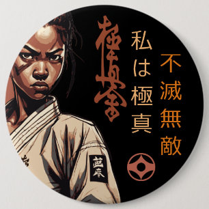 Badge Rond 15,2 Cm Je suis Kyokushin - Infrangible, Inarrêtable, Kara