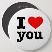 Badge Rond 15,2 Cm "JE T'AIME" 6 pouces (Devant & derrière)