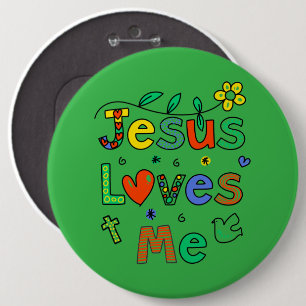Badge Rond 15,2 Cm Jésus aime moiI Doodles I KellyGrn I Colossal 6x6