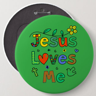 Badge Rond 15,2 Cm Jésus aime moiI Doodles I KellyGrn I Colossal 6x6