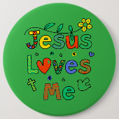 Badge Rond 15,2 Cm Jésus aime moiI Doodles I KellyGrn I Colossal 6x6 (Devant)