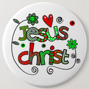 Badge Rond 15,2 Cm Jésus Christ I Doodles I Whi I Colossal 6x6 Bouton