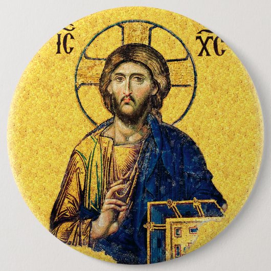Badge Rond 15,2 Cm Jésus-Christ Pantocrator (Devant)