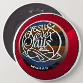 Badge Rond 15,2 Cm JÉSUS Jamais ne tombe en rond (Devant & derrière)