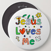 Badge Rond 15,2 Cm Jésus m'aime I Doodles I Colossal 6x6 Button (Devant & derrière)