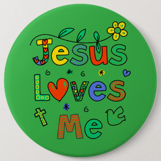 Badge Rond 15,2 Cm Jésus m'aime I KellyGrn I Colossal 6x6 Bouton