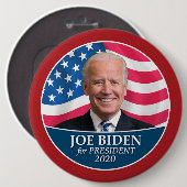 Badge Rond 15,2 Cm Joe Biden 2020 Photo avec drapeau américain fronti (Devant & derrière)