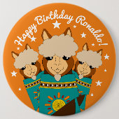 Badge Rond 15,2 Cm Joli Anniversaire des Alpacas Garçon en Serapes Tu (Devant)