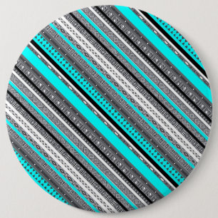 Badge Rond 15,2 Cm Joli aqua gris aztèque motif