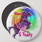 Badge Rond 15,2 Cm Joli Imaginaire Rainbow Unicorn âge personnalisé (Devant & derrière)
