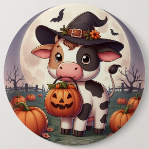 Badge Rond 15,2 Cm Jolie vache sorcière Halloween