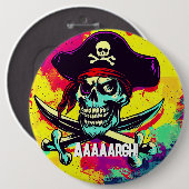 Badge Rond 15,2 Cm Jolly roger moderne (Devant & derrière)
