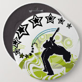 Badge Rond 15,2 Cm Joueur de guitare (Devant & derrière)