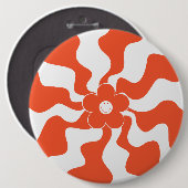 Badge Rond 15,2 Cm Joyeuse marguerite rétro en orange et blanc (Devant & derrière)