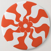 Badge Rond 15,2 Cm Joyeuse marguerite rétro en orange et blanc (Devant)
