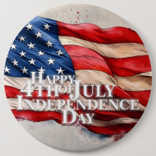 Badge Rond 15,2 Cm Joyeux 4 juillet - Jour de l'Indépendance