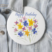 Badge Rond 15,2 Cm Joyeux Anniversaire Flower Pin (En situation)