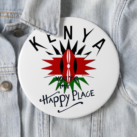 Badge Rond 15,2 Cm Joyeux Kenya Place (En situation)