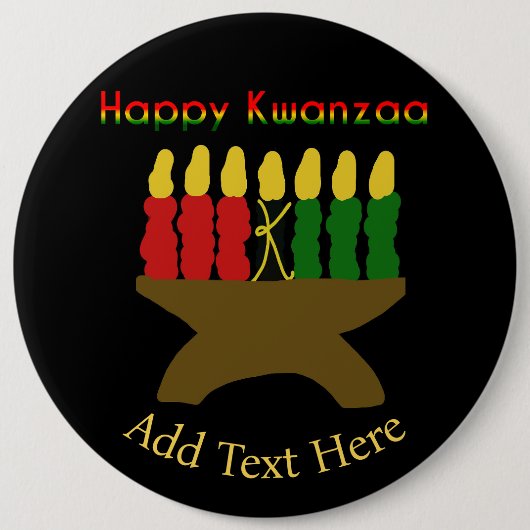 Badge Rond 15,2 Cm Joyeux Kwanzaa Kinara (Devant)