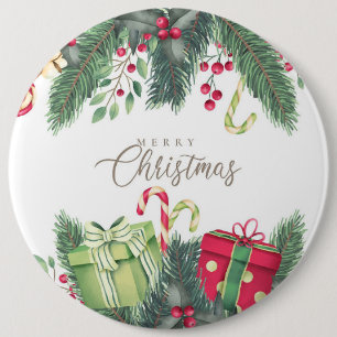 Badge Rond 15,2 Cm Joyeux Noël Arbre cadeaux Décoration