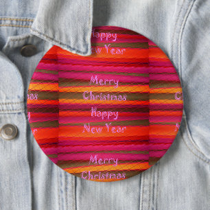 Badge Rond 15,2 Cm Joyeux Noël Bonne Année Toile Couleur Design