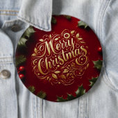 Badge Rond 15,2 Cm Joyeux Noël de verdure (En situation)