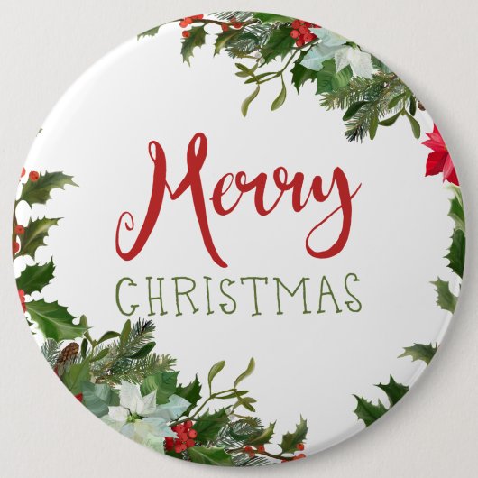 Badge Rond 15,2 Cm Joyeux Noël de verdure (Devant)