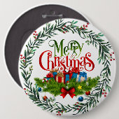Badge Rond 15,2 Cm Joyeux Noël, design de vacances, (Devant & derrière)
