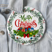 Badge Rond 15,2 Cm Joyeux Noël, design de vacances, (En situation)