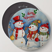 Badge Rond 15,2 Cm Joyeux Noël, Fête des Snowmen (Devant & derrière)