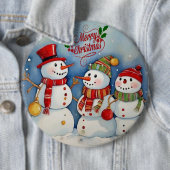 Badge Rond 15,2 Cm Joyeux Noël, Fête des Snowmen (En situation)