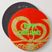 Badge Rond 15,2 Cm Joyeux Noël Golden Red Neige flex (Devant & derrière)