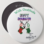 Badge Rond 15,2 Cm Joyeux Noël Joyeux endroit avec gratitude (Devant & derrière)