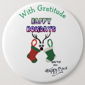 Badge Rond 15,2 Cm Joyeux Noël Joyeux endroit avec gratitude (Devant)