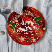 Badge Rond 15,2 Cm Joyeux Noël pétillant et parties scintillant (En situation)