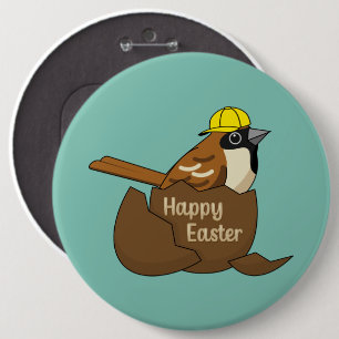 Badge Rond 15,2 Cm Joyeux Oeuf Chocolat Sparrow à Pâques