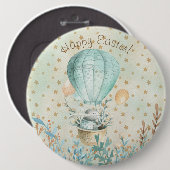 Badge Rond 15,2 Cm Joyeux Pâques ! Lapin aquarelle (Devant & derrière)