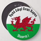 Badge Rond 15,2 Cm Joyeux St. David's Day Red Dragon Gallois Drapeau (Devant & derrière)