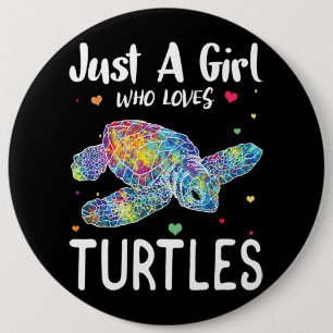 Badge Rond 15,2 Cm Juste une fille qui aime les tortues Aquarelle Océ