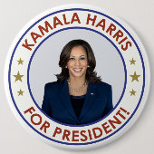 BADGE ROND 15,2 CM KAMALA HARRIS PRÉSIDENTE ! (Devant)