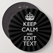 Badge Rond 15,2 Cm KEEP CALM personnalisé et votre texte en rafale (Devant & derrière)